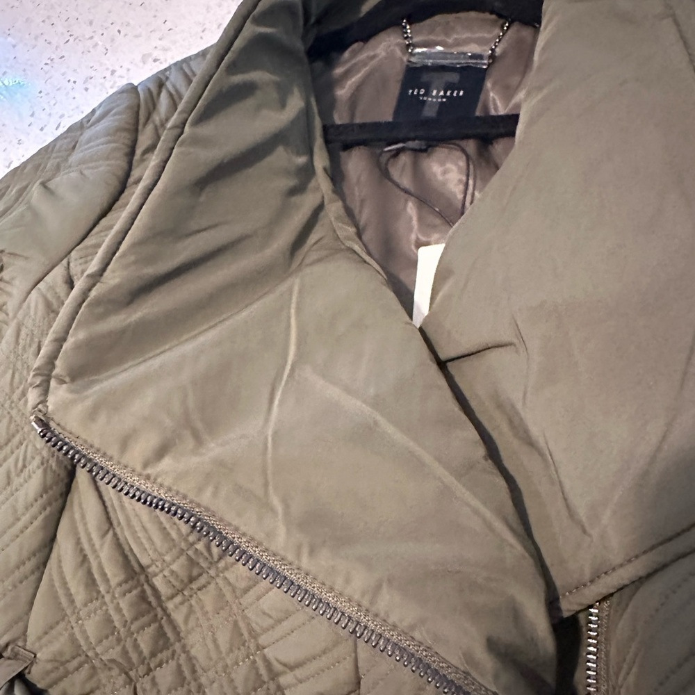 Ted Baker NWT Khaki Padded Midi Wrap Coat - Picture 9 of 14